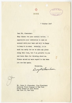1947 President Dwight D. Eisenhower Signed Letter